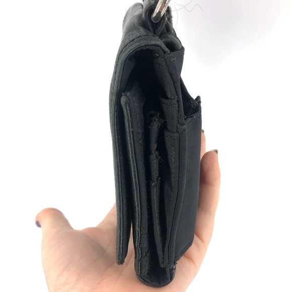 Vintage Fossil Black Leather Crossbody Micro Purse Shoulder Bag Envelope - Picture 3 of 11